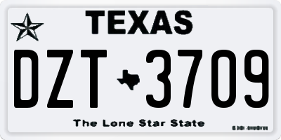TX license plate DZT3709