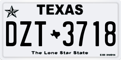TX license plate DZT3718