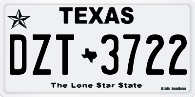 TX license plate DZT3722