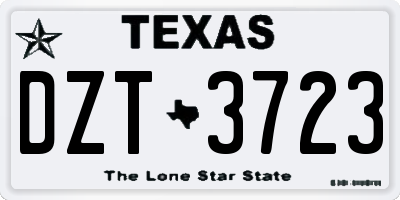 TX license plate DZT3723