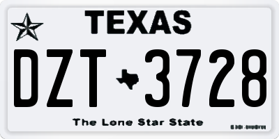 TX license plate DZT3728