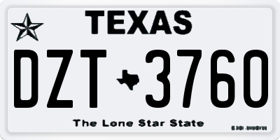 TX license plate DZT3760