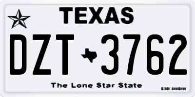 TX license plate DZT3762