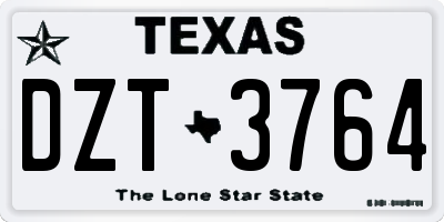 TX license plate DZT3764