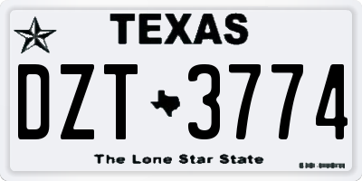 TX license plate DZT3774