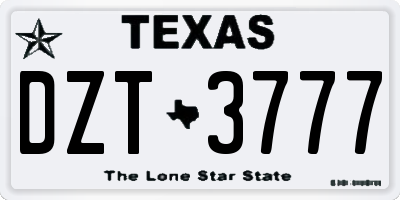 TX license plate DZT3777