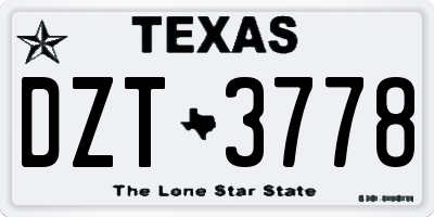 TX license plate DZT3778