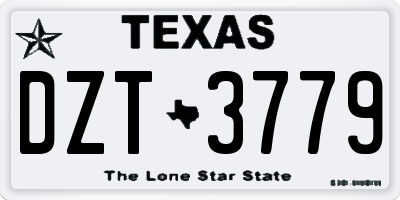 TX license plate DZT3779