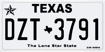 TX license plate DZT3791