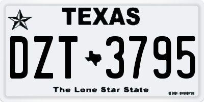 TX license plate DZT3795