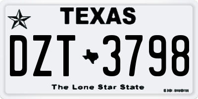 TX license plate DZT3798