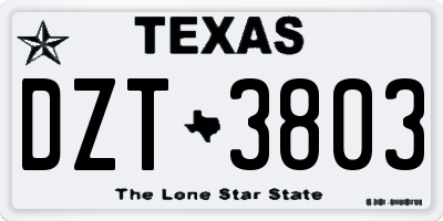 TX license plate DZT3803