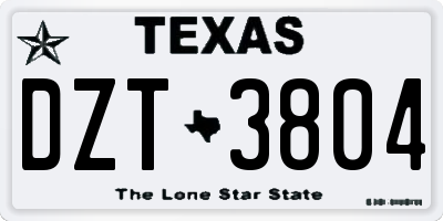 TX license plate DZT3804