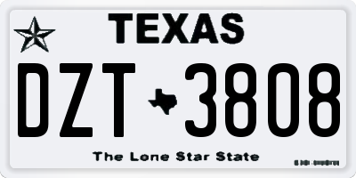 TX license plate DZT3808