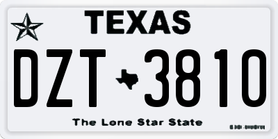 TX license plate DZT3810