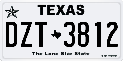 TX license plate DZT3812