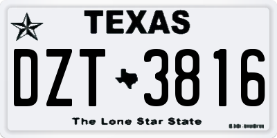 TX license plate DZT3816