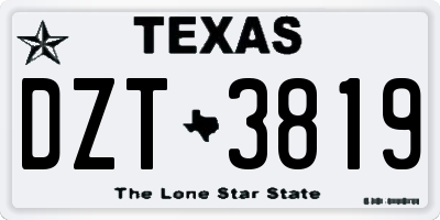 TX license plate DZT3819