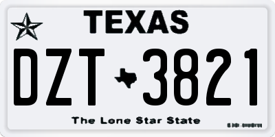 TX license plate DZT3821