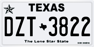 TX license plate DZT3822