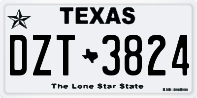 TX license plate DZT3824