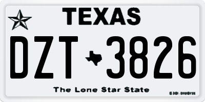 TX license plate DZT3826