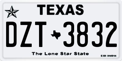 TX license plate DZT3832
