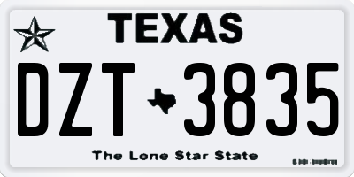 TX license plate DZT3835