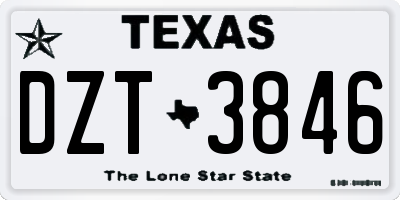 TX license plate DZT3846