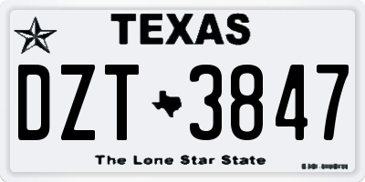 TX license plate DZT3847