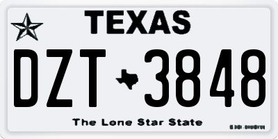 TX license plate DZT3848