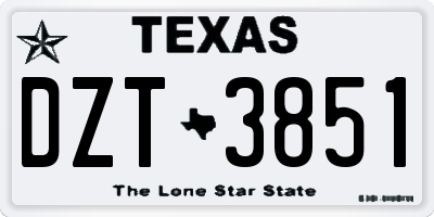 TX license plate DZT3851
