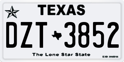 TX license plate DZT3852