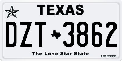 TX license plate DZT3862