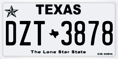 TX license plate DZT3878