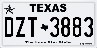 TX license plate DZT3883