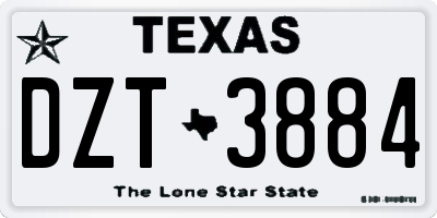 TX license plate DZT3884