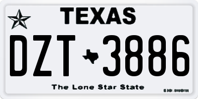 TX license plate DZT3886