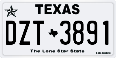 TX license plate DZT3891