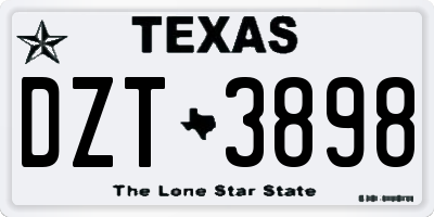TX license plate DZT3898