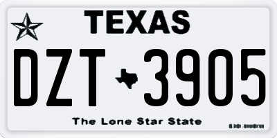 TX license plate DZT3905