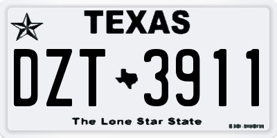 TX license plate DZT3911