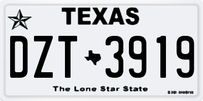 TX license plate DZT3919
