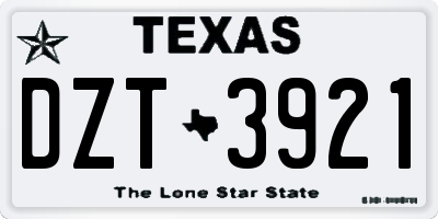 TX license plate DZT3921