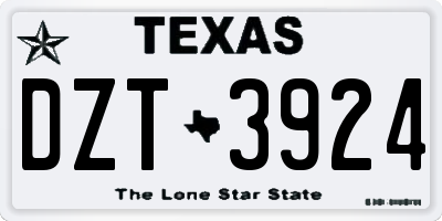 TX license plate DZT3924