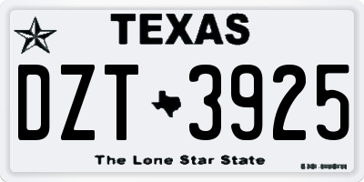 TX license plate DZT3925