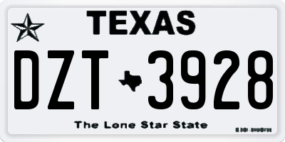 TX license plate DZT3928