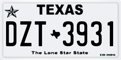 TX license plate DZT3931