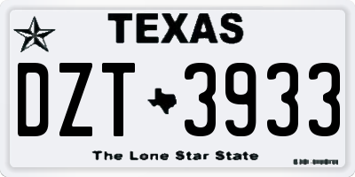 TX license plate DZT3933