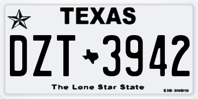 TX license plate DZT3942